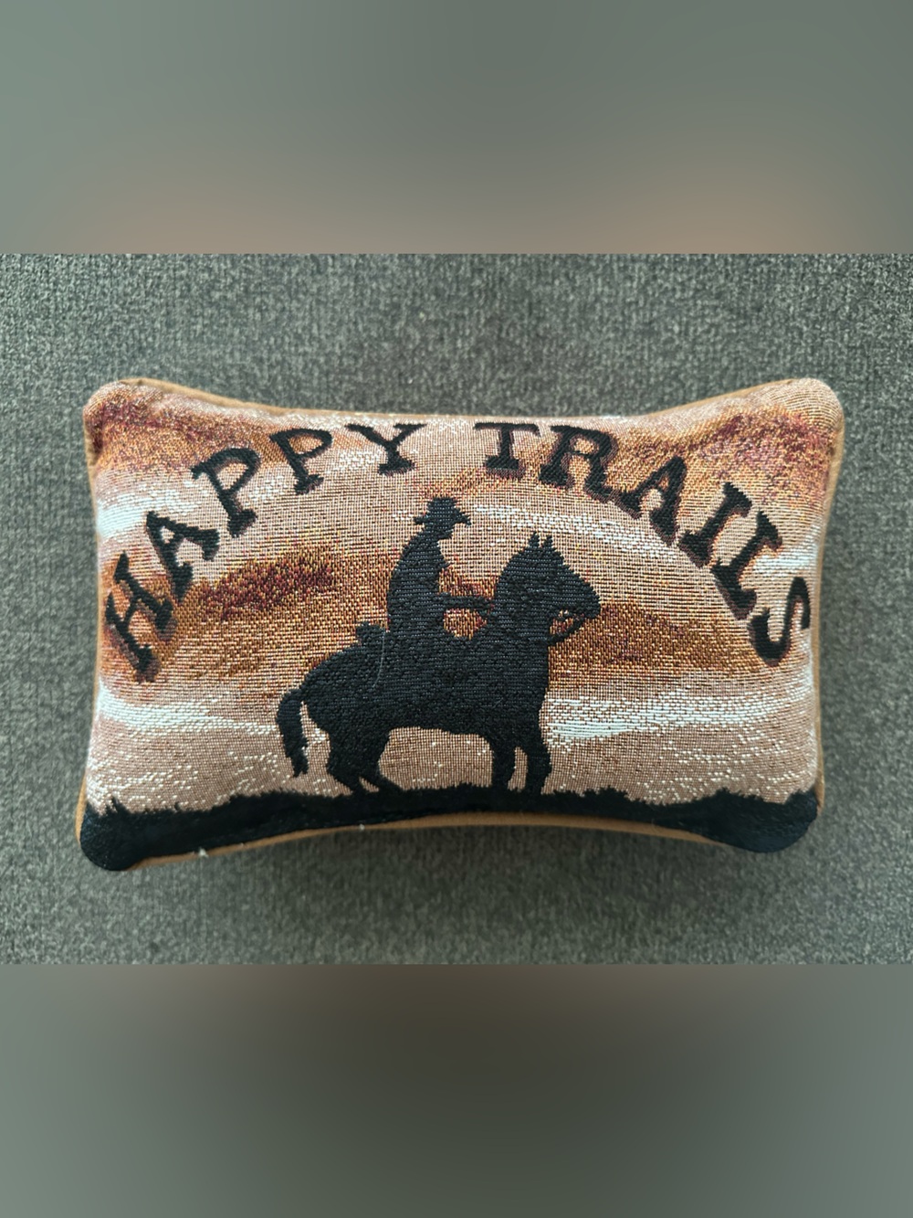 Happy Trails Western Accent Pillow in Brown and Black cowboy horse
